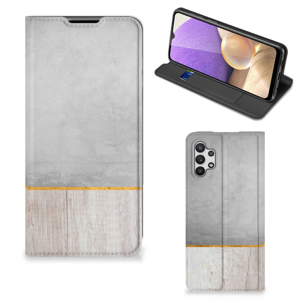Samsung Galaxy A32 5G Book Wallet Case Wood Concrete - B2C Telecom