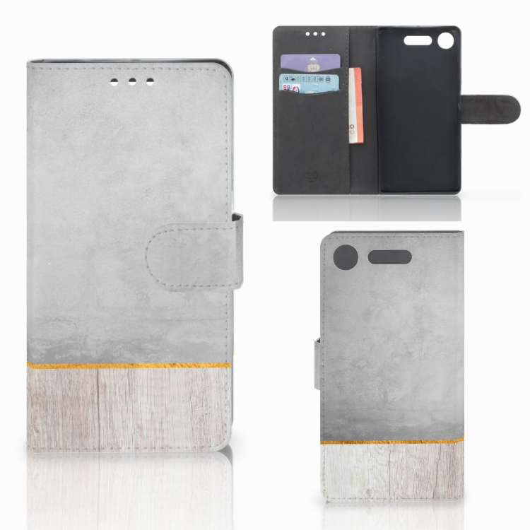 Sony Xperia XZ1 Book Style Case Wood Concrete