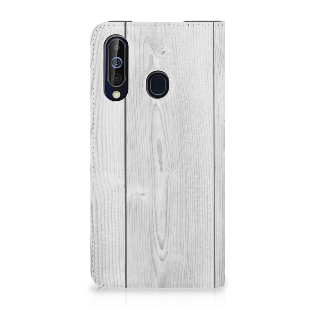 Samsung Galaxy A60 Book Wallet Case White Wood