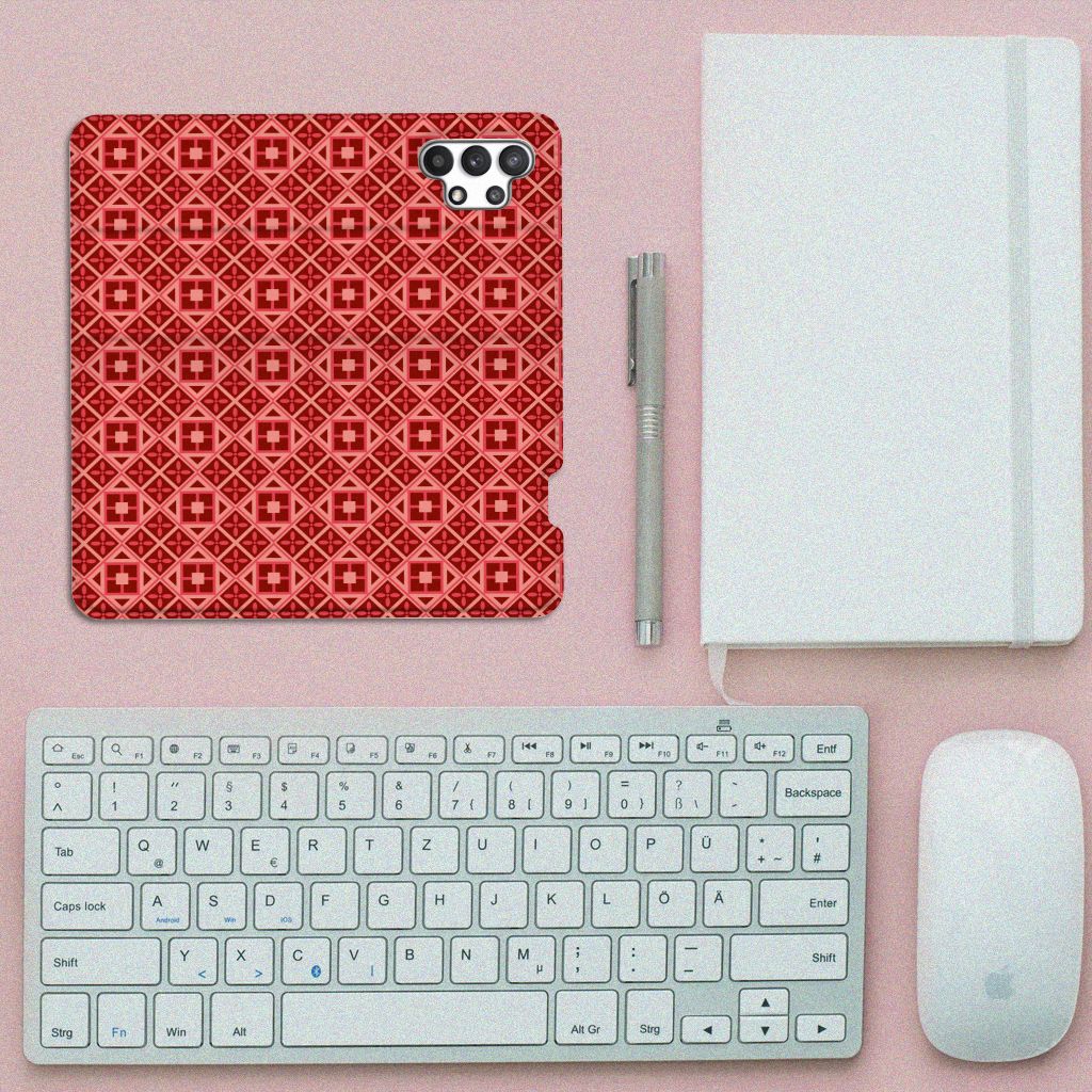 Samsung Galaxy A32 4G | A32 5G Enterprise Editie Hoesje met Magneet Batik Rood - B2C Telecom