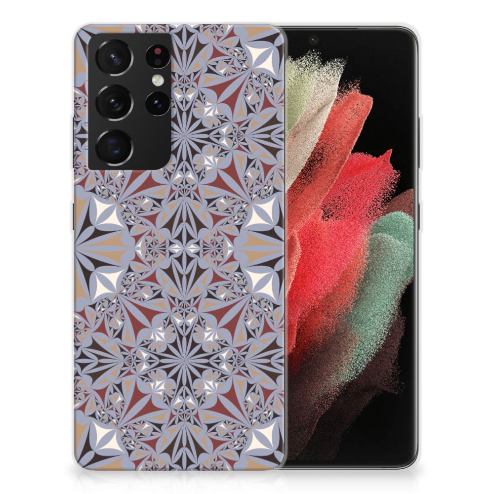 Samsung Galaxy S21 Ultra TPU Siliconen Hoesje Flower Tiles