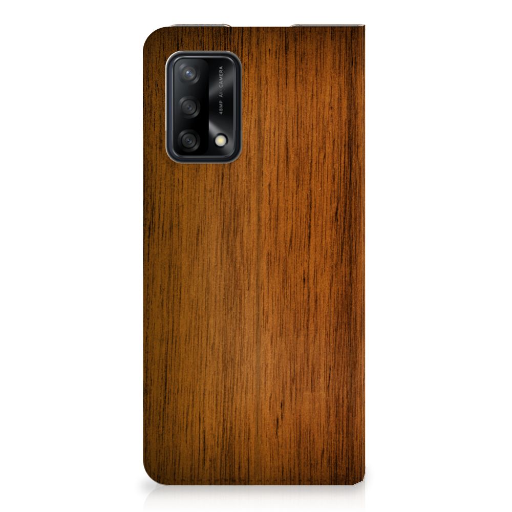 OPPO A74 4G Book Wallet Case Donker Hout - B2C Telecom