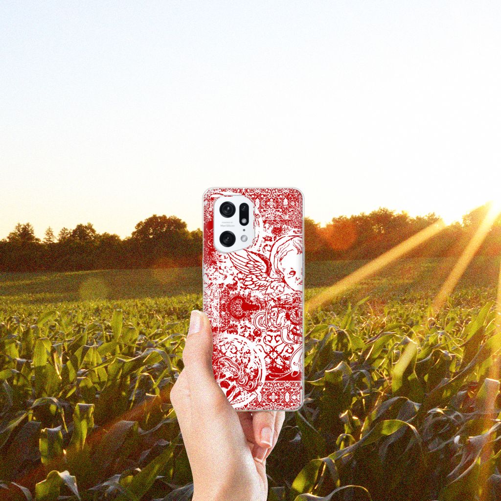 Silicone Back Case OPPO Find X5 Pro Angel Skull Rood B2C Telecom