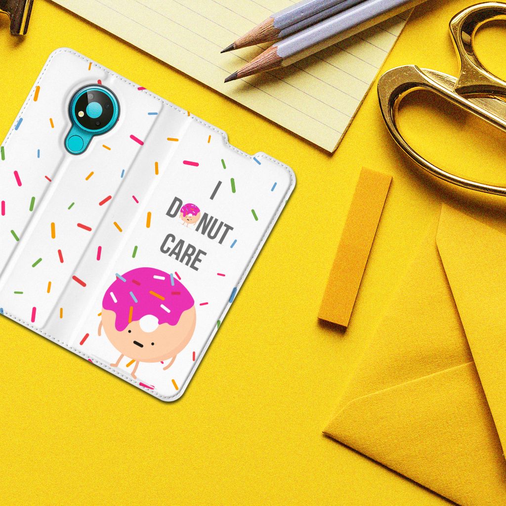 Nokia 3.4 Flip Style Cover Donut Roze - B2C Telecom
