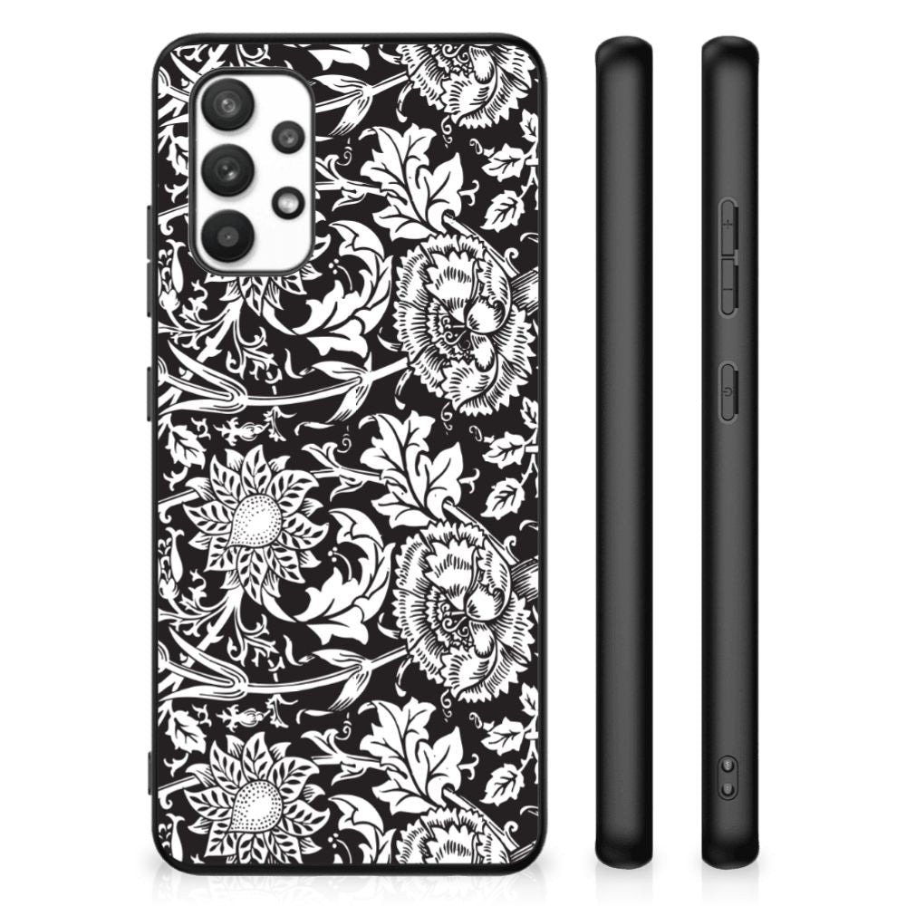 Samsung Galaxy A32 4G | A32 5G Enterprise Editie Bloemen Hoesje Black Flowers B2C Telecom