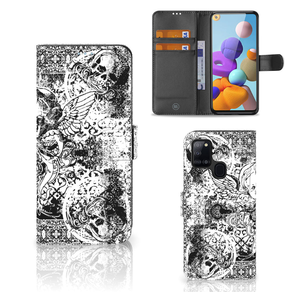 Telefoonhoesje met Naam Samsung Galaxy A21s Skulls Angel