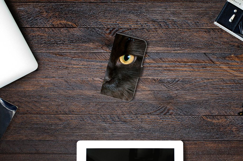 iPhone 14 Pro Telefoonhoesje met Pasjes Zwarte Kat