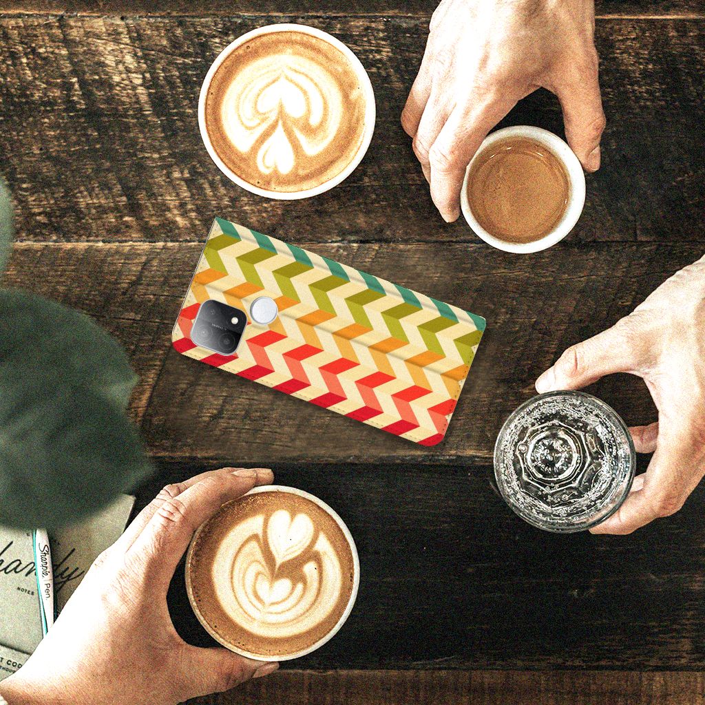OPPO A15 Hoesje met Magneet Zigzag Multi Color - B2C Telecom