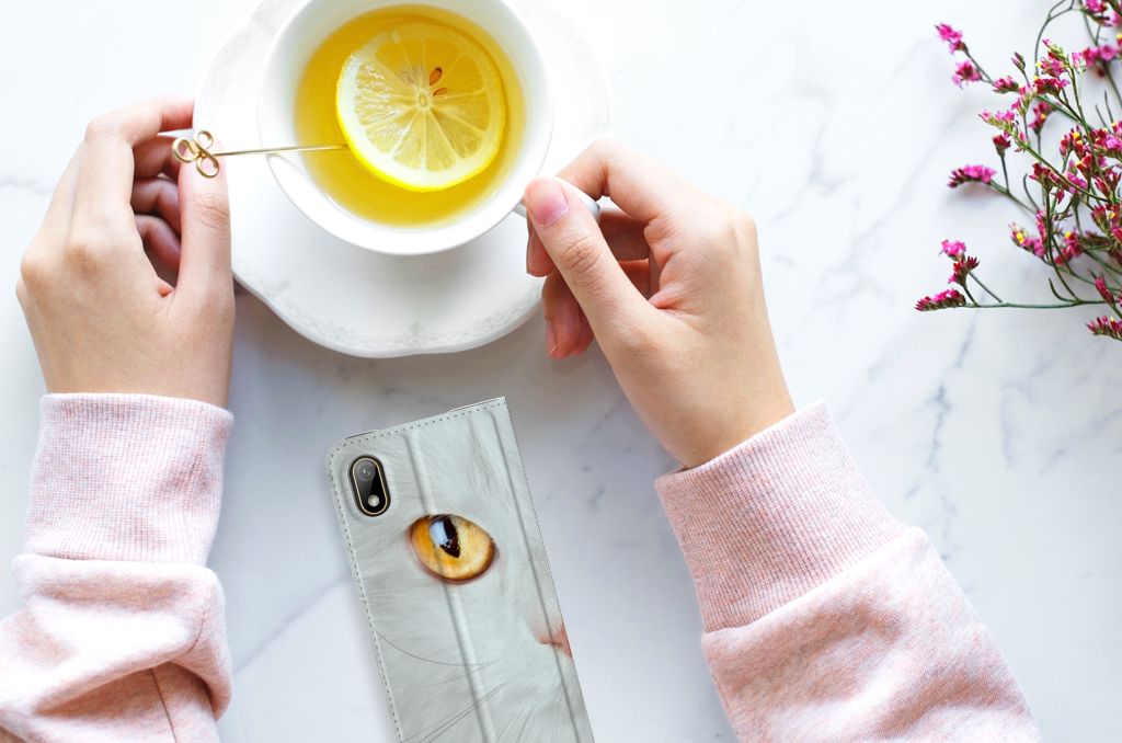 Huawei Y5 (2019) Hoesje maken Witte Kat - B2C Telecom