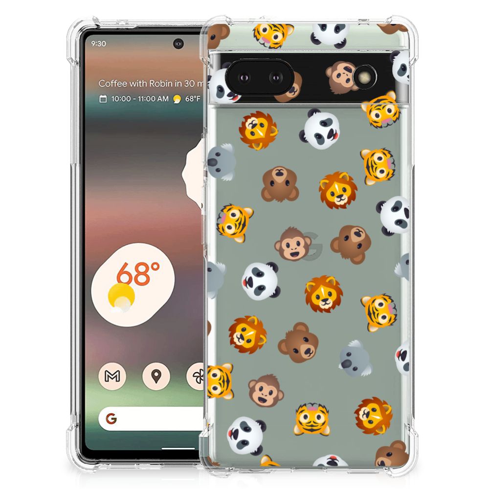 Doorzichtige Silicone Hoesje voor Google Pixel 6A Dieren Emojis B2C Telecom