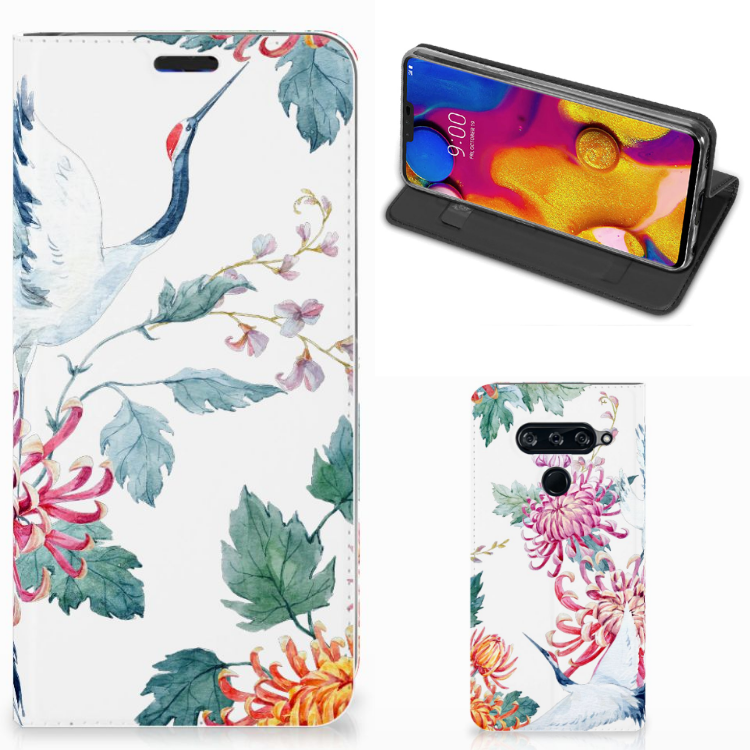 LG V40 Thinq Hoesje maken Bird Flowers