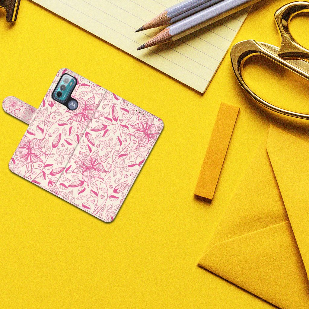 Motorola Moto G60 Hoesje Pink Flowers