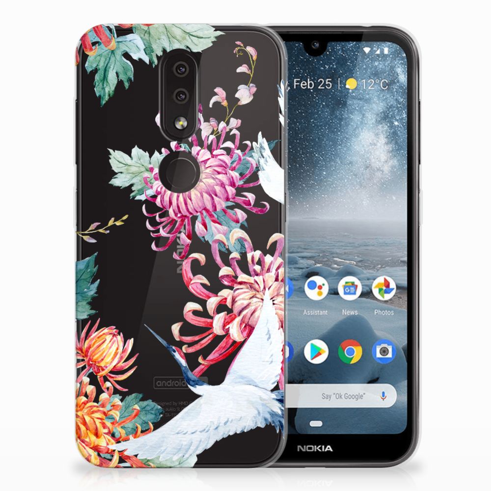 Nokia 4.2 TPU Hoesje Bird Flowers