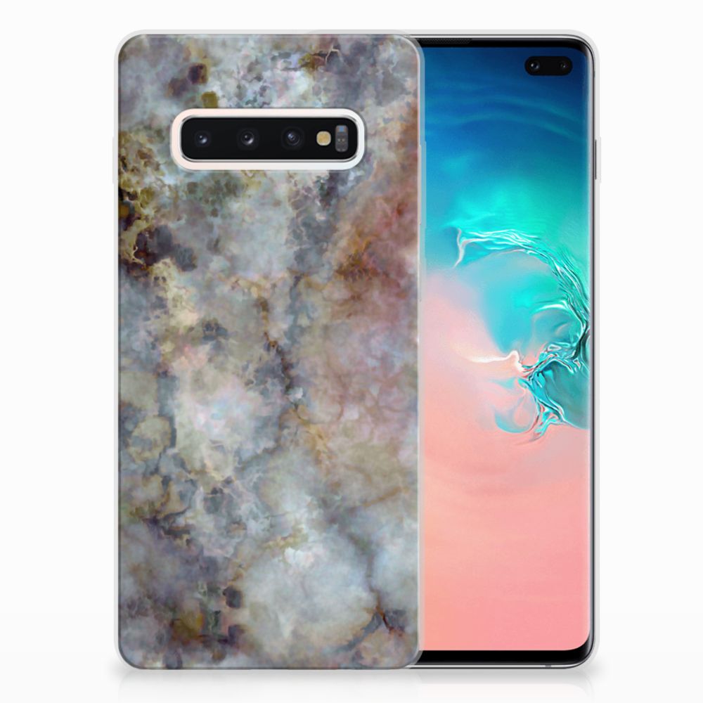 Samsung Galaxy S10 Plus TPU Siliconen Hoesje Marmer Grijs