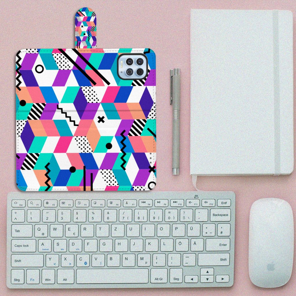Motorola Moto G100 Book Case Blokken Kleurrijk