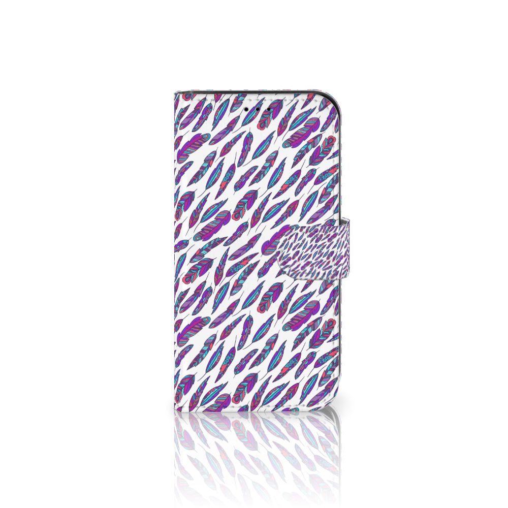Apple iPhone 13 Telefoon Hoesje Feathers Color met kleurrijk veerdesign en een sluiting