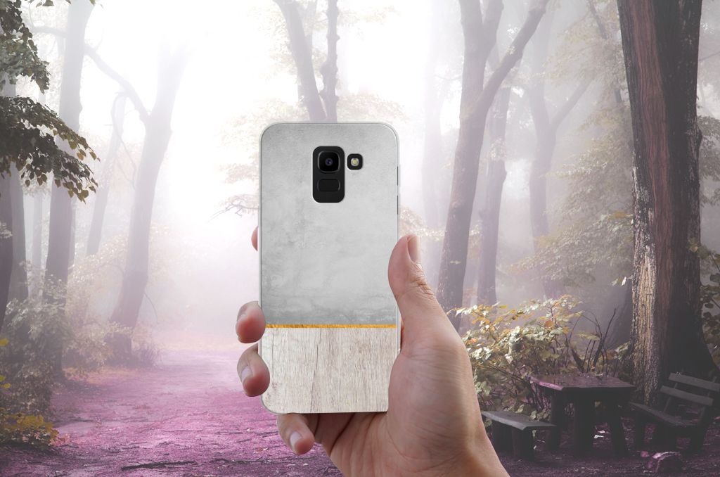 Samsung Galaxy J6 2018 Bumper Hoesje Wood Concrete