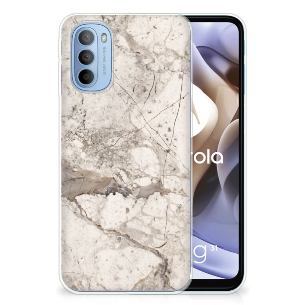 Motorola Moto G31 | G41 TPU Siliconen Hoesje Marmer Beige B2C Telecom