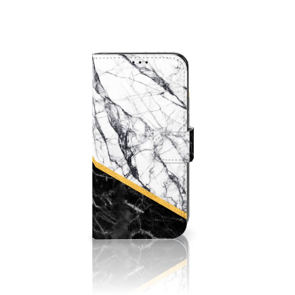 Samsung Galaxy S7 Edge Bookcase Marmer Wit Zwart - Origineel Cadeau Man