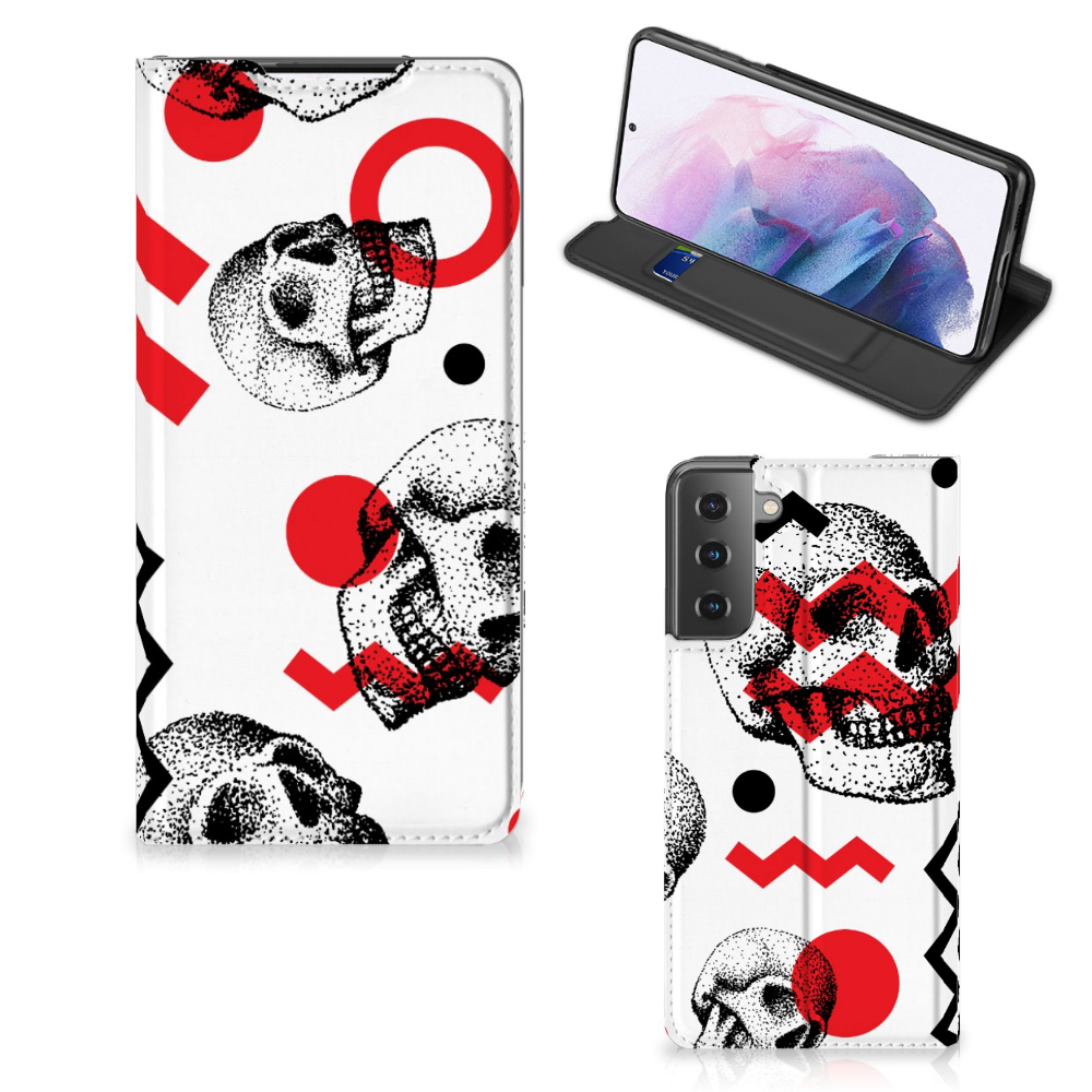 Mobiel BookCase Samsung Galaxy S21 Plus Skull Red - B2C Telecom