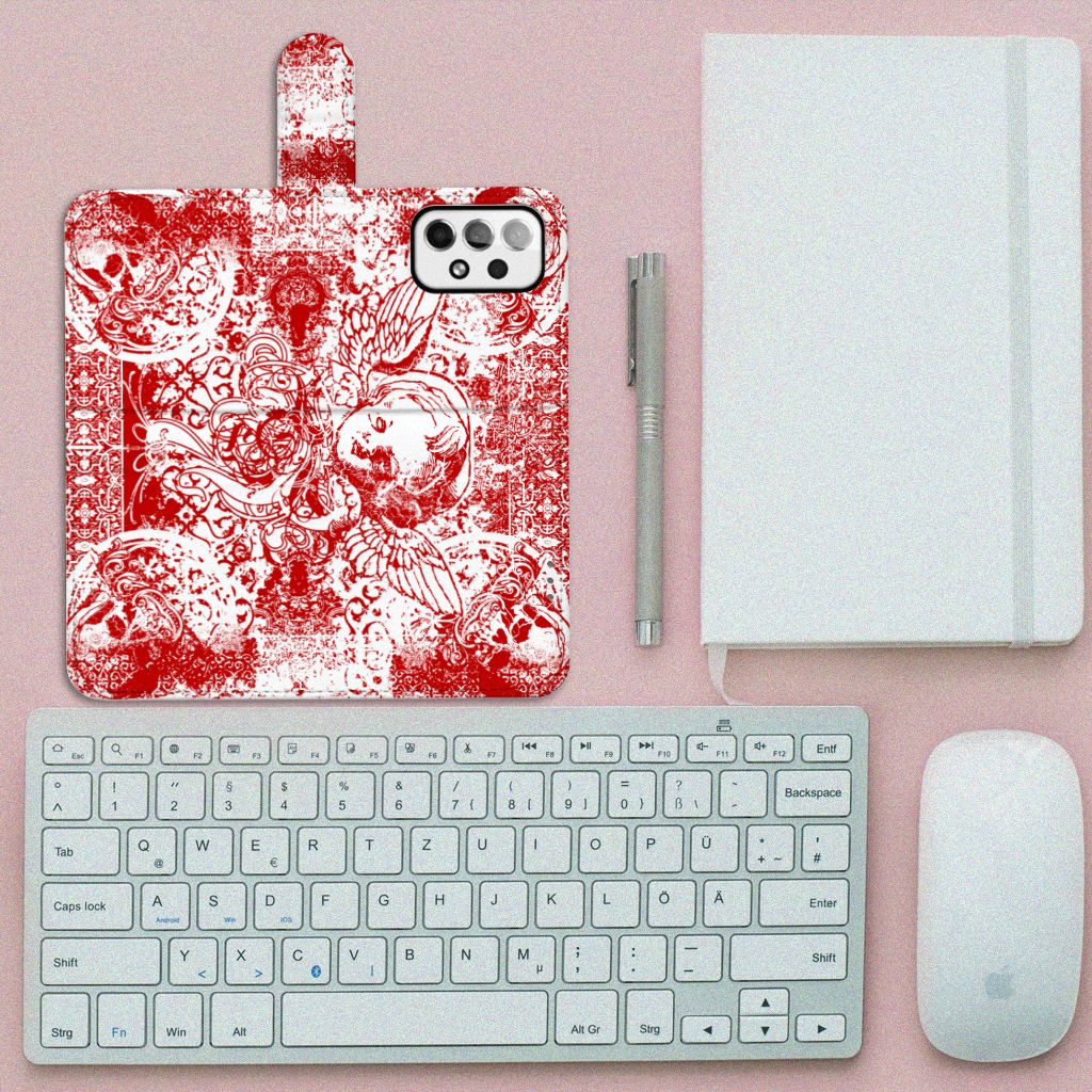 Telefoonhoesje met Naam Samsung Galaxy A73 5G Angel Skull Rood