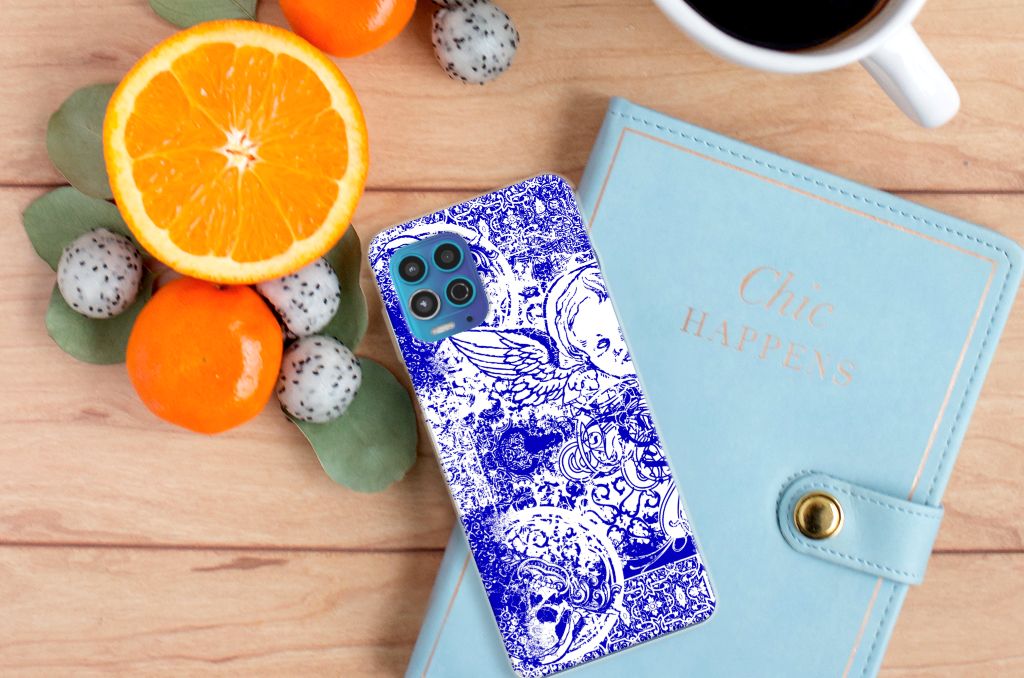 Silicone Back Case Motorola Moto G100 Angel Skull Blauw B2C Telecom