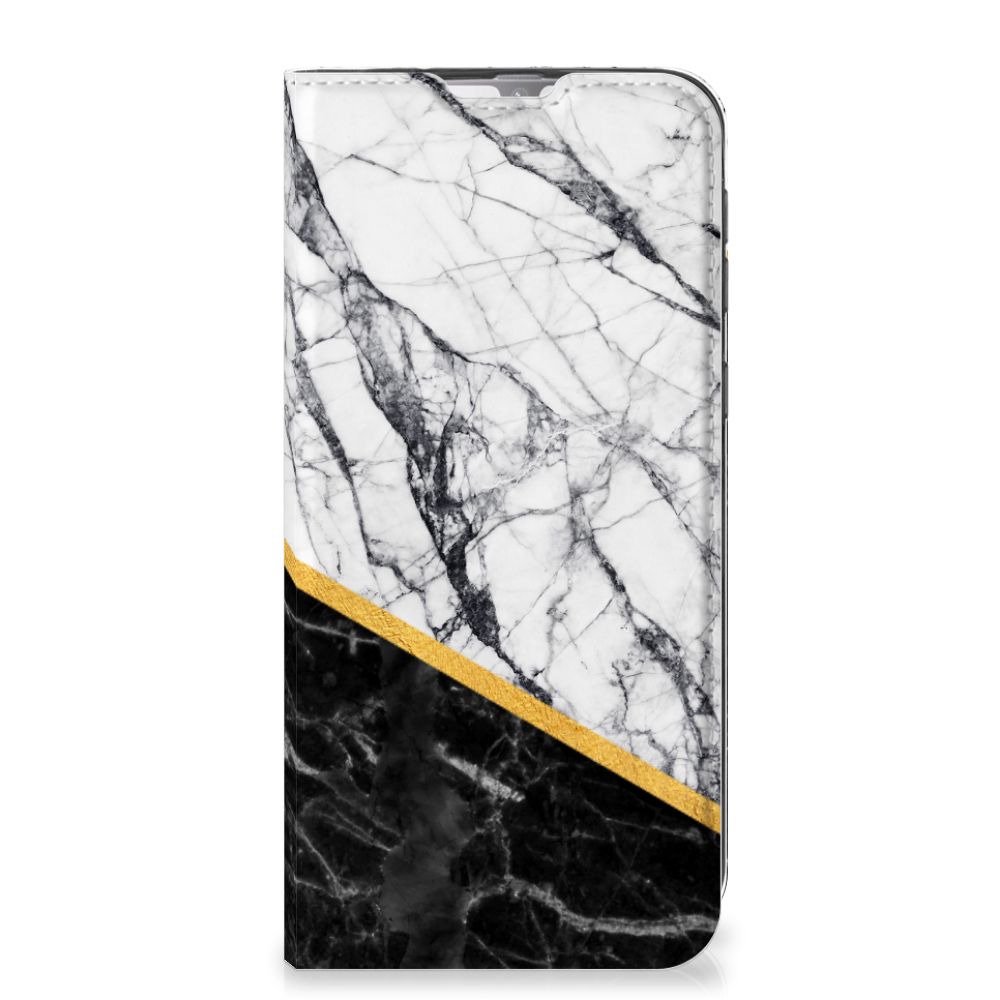 Samsung Galaxy M31 Standcase Marmer Wit Zwart - Origineel Cadeau Man - B2C Telecom