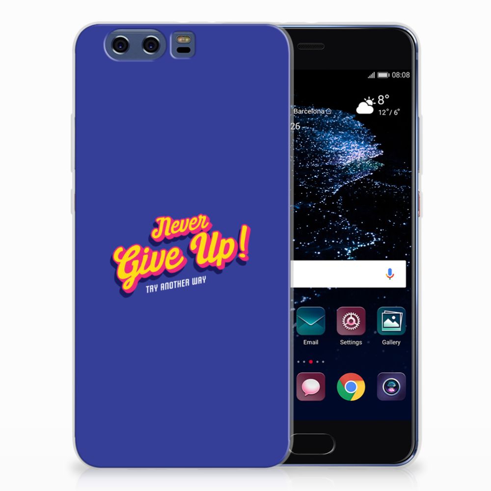 Huawei P10 Plus Siliconen hoesje met naam Never Give Up