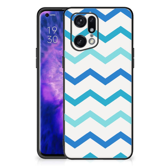 OPPO Find X5 Pro Back Case Zigzag Blauw