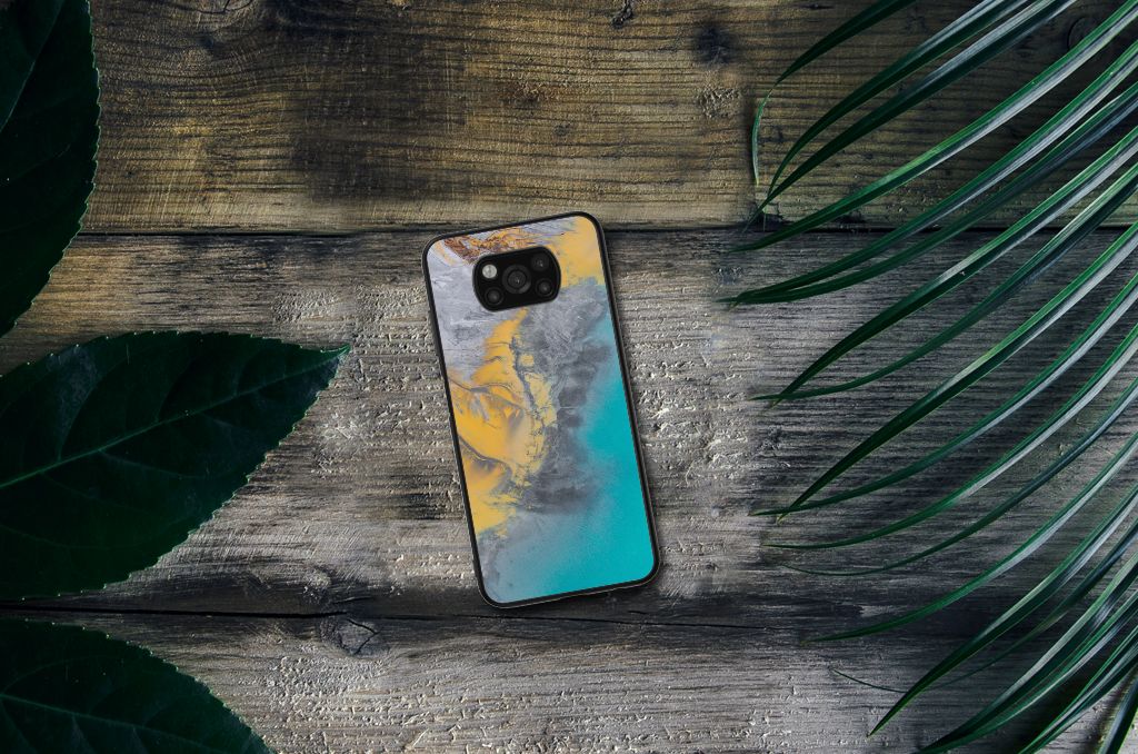 Xiaomi Poco X3 | X3 Pro Marmeren Print Telefoonhoesje Marble Blue Gold B2C Telecom