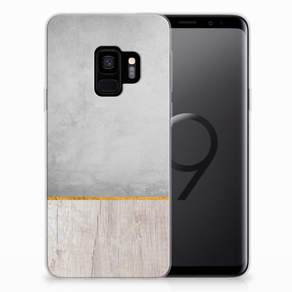 Samsung Galaxy S9 Bumper Hoesje Wood Concrete