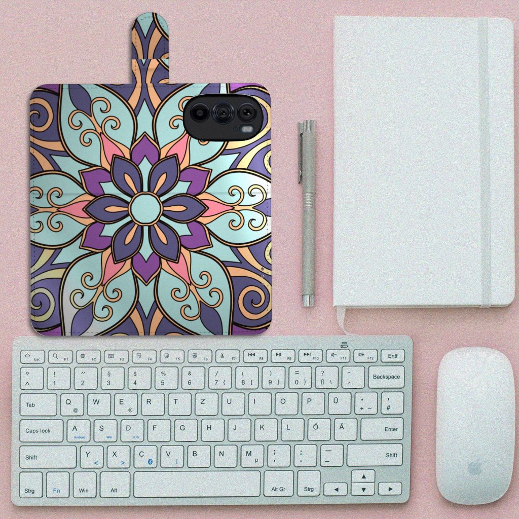 Motorola Edge 30 Pro Hoesje Purple Flower