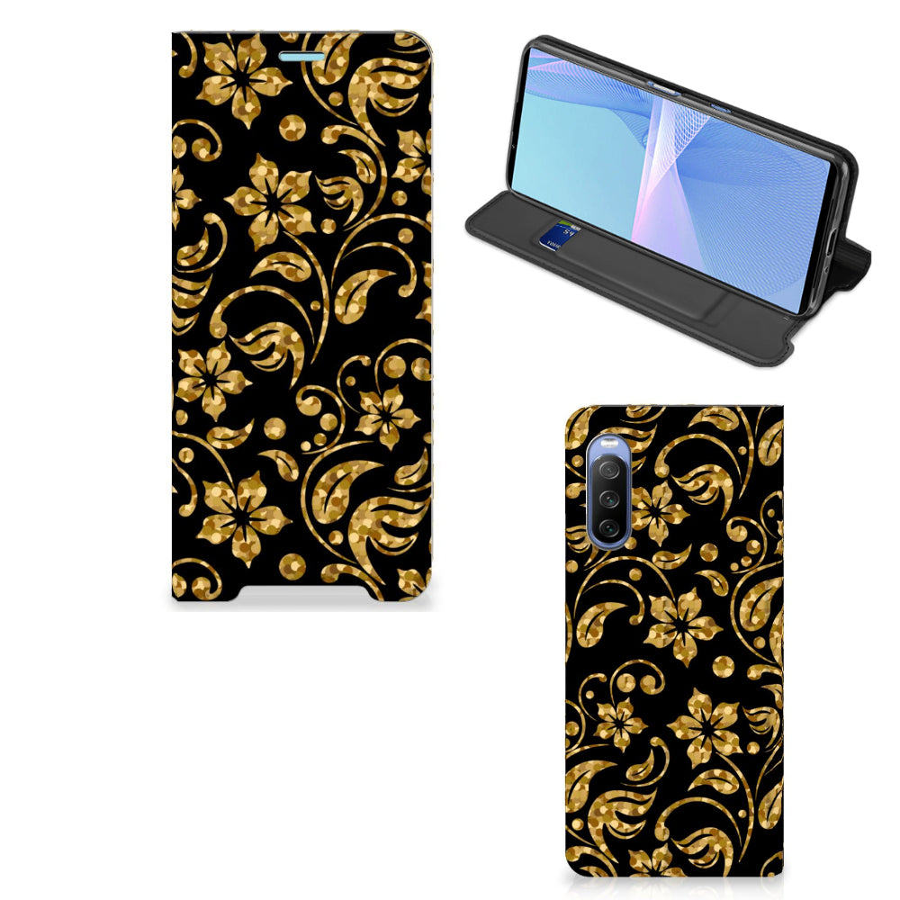 Sony Xperia 10 III Smart Cover Gouden Bloemen