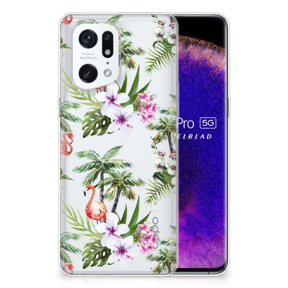 OPPO Find X5 Pro TPU Hoesje Flamingo Palms