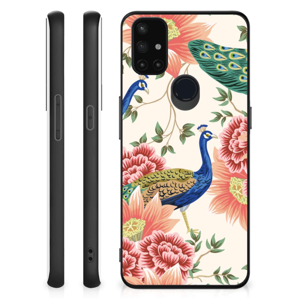 Dierenprint Telefoonhoesje voor OnePlus Nord N10 5G Pink Peacock B2C Telecom