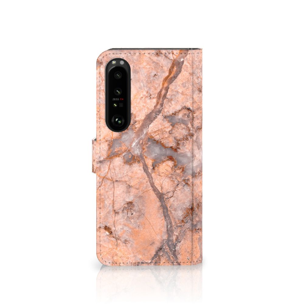 Sony Xperia 1 IV Bookcase Marmer Oranje