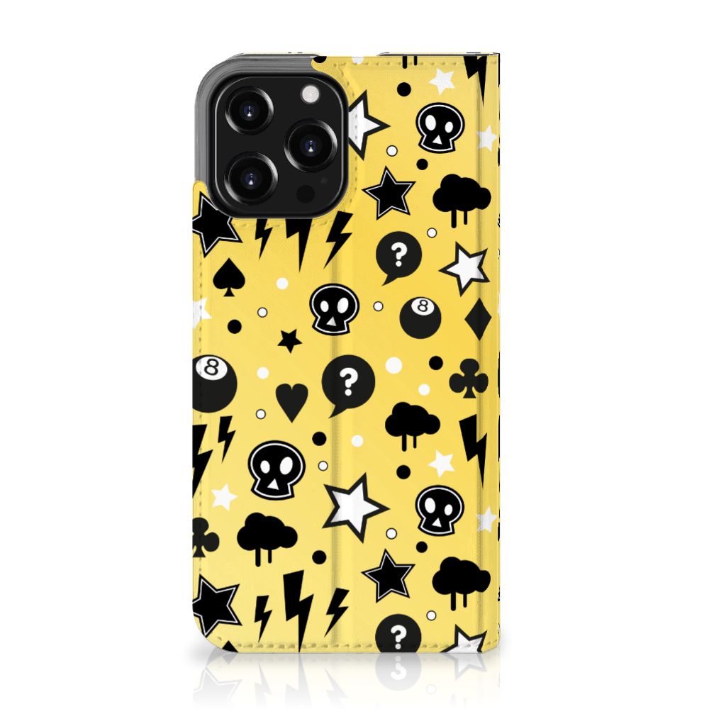 Mobiel BookCase iPhone 13 Pro Max Punk Geel - B2C Telecom
