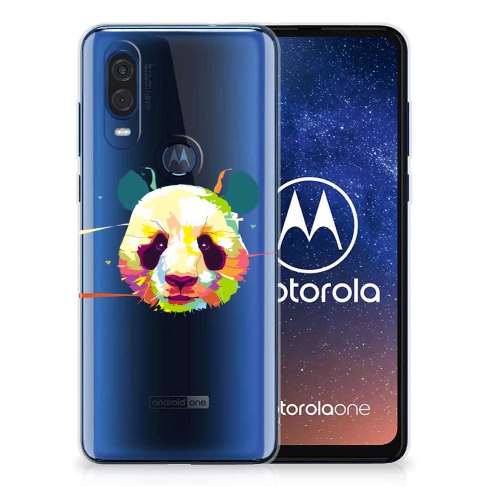 Motorola One Vision Telefoonhoesje met Naam Panda Color