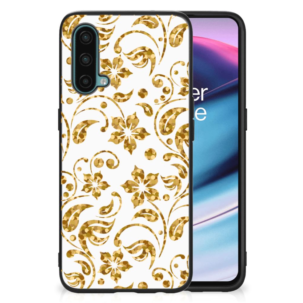 OnePlus Nord CE 5G Bloemen Hoesje Gouden Bloemen