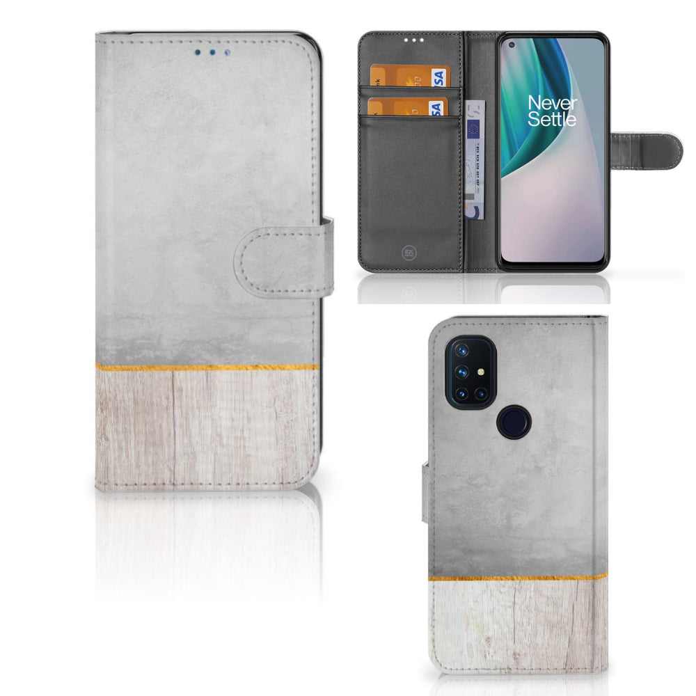 OnePlus Nord N10 Book Style Case Wood Concrete