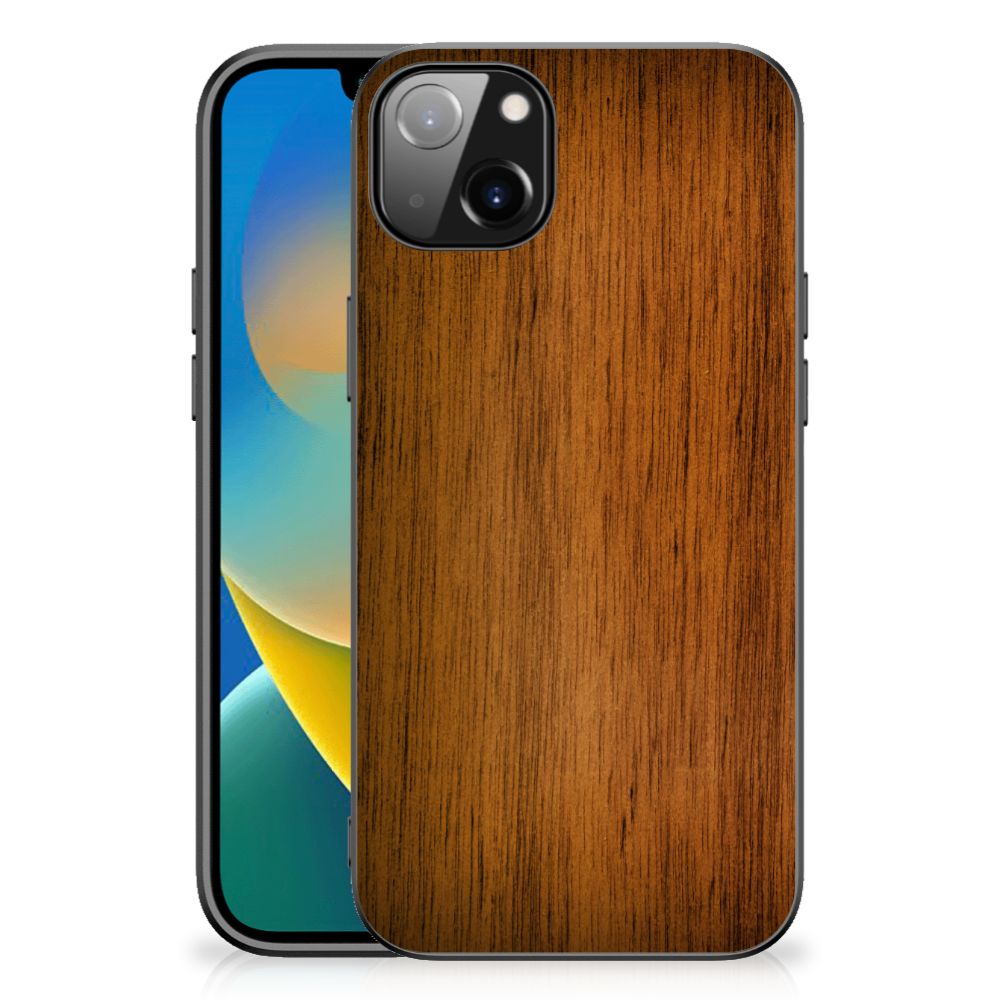 iPhone 14 Plus Houten Print Telefoonhoesje Donker Hout