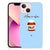 iPhone 13 mini Siliconen Case Nut Home met illustratie van chocoladepasta op een blauwe achtergrond.