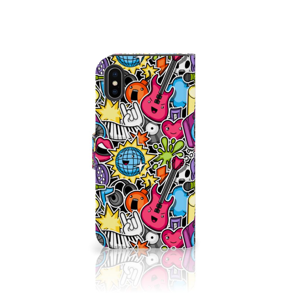 Apple iPhone X | Xs Wallet Case met Pasjes Punk Rock