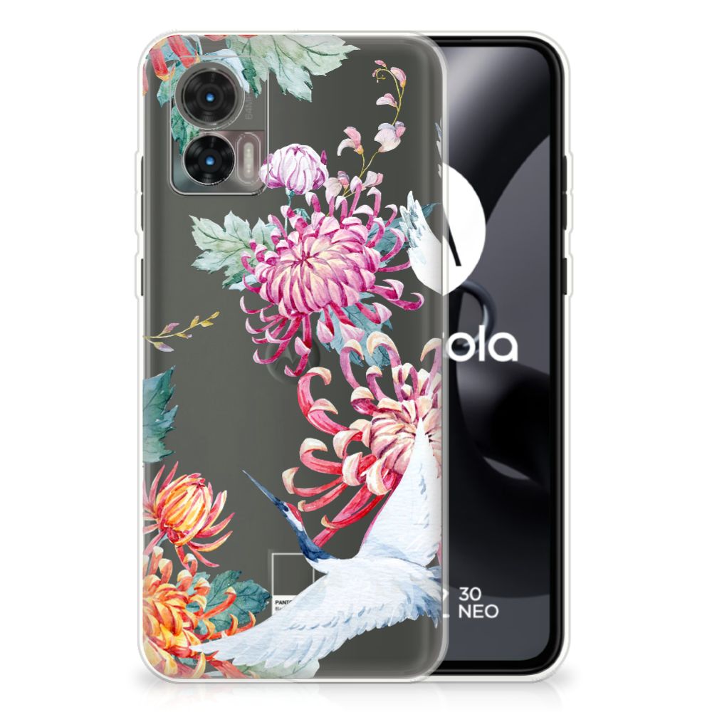 Motorola Edge 30 Neo TPU Hoesje Bird Flowers B2C Telecom