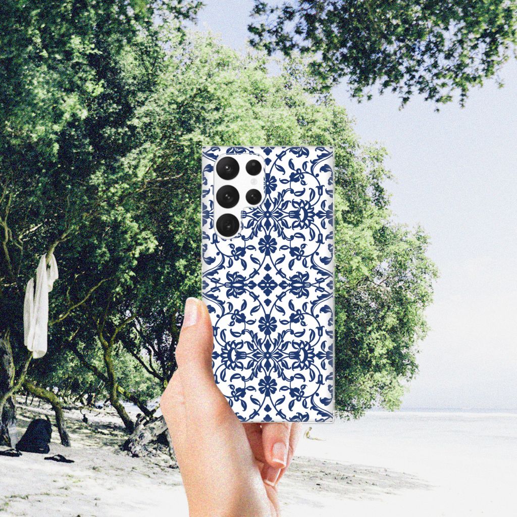 Samsung Galaxy S22 Ultra TPU Case Flower Blue B2C Telecom