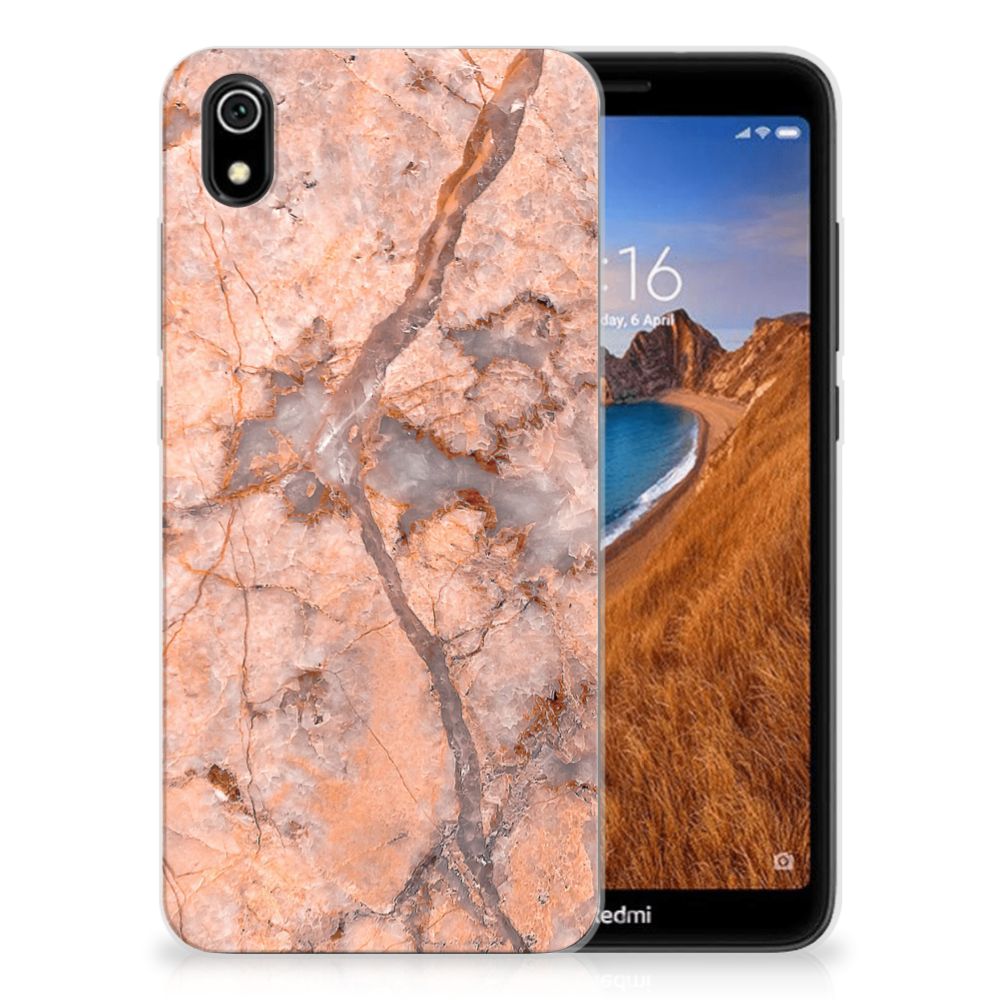 Xiaomi Redmi 7A TPU Siliconen Hoesje Marmer Oranje