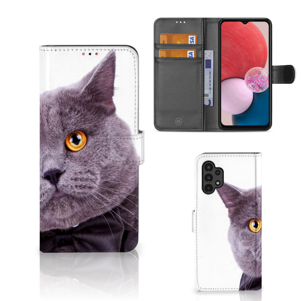 Samsung Galaxy A13 (4G) Telefoonhoesje met Pasjes Kat