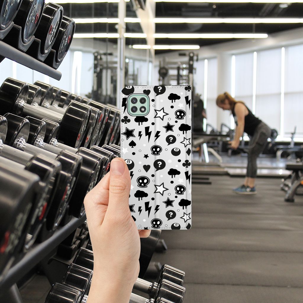 Mobiel BookCase Samsung Galaxy A22 5G Silver Punk - B2C Telecom