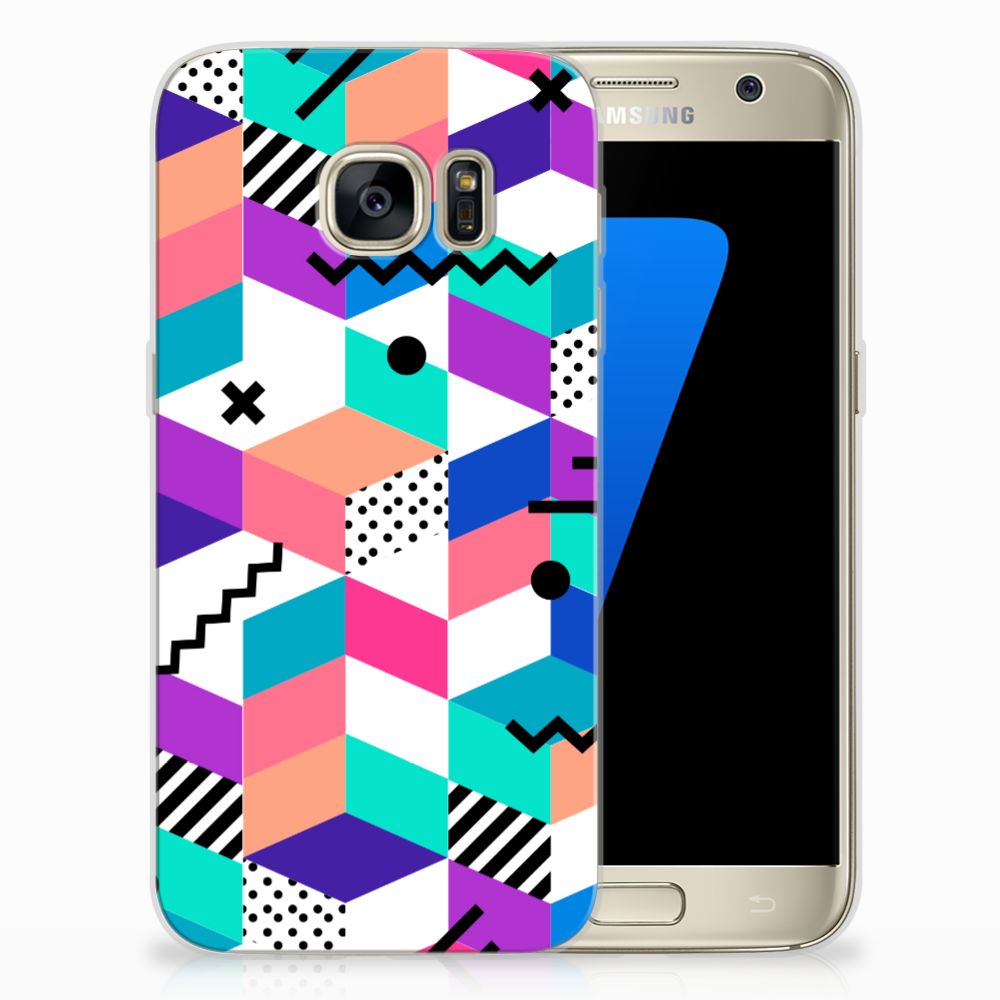 Samsung Galaxy S7 TPU Hoesje Blokken Kleurrijk