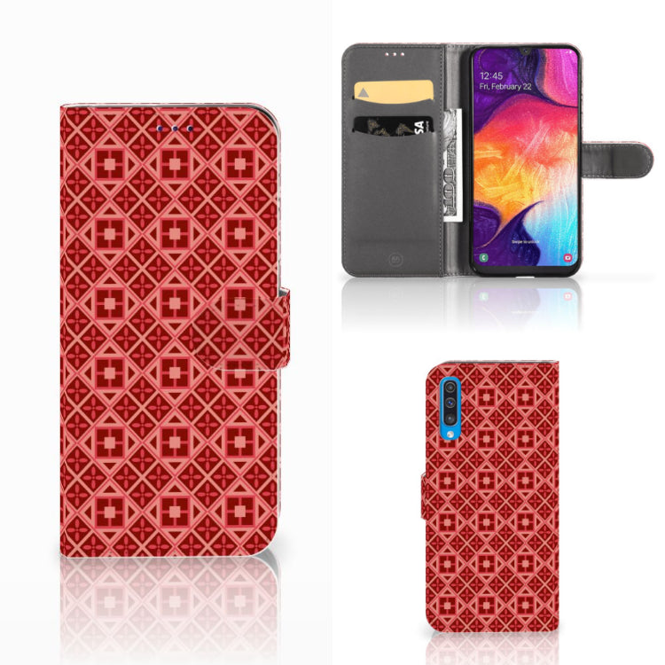 Samsung Galaxy A50 Telefoon Hoesje Batik Rood